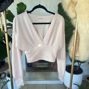 Free People We The Free Cream V-Neck Women's Blouse Size S